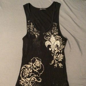 rhinestone y2k black emo biker top